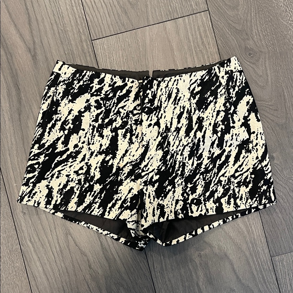 Rag & Bone High Waist Black and Cream Patterned Shorts